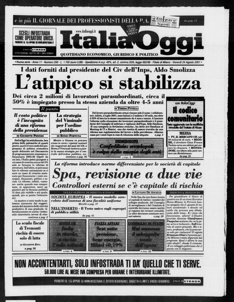 Italia oggi : quotidiano di economia finanza e politica